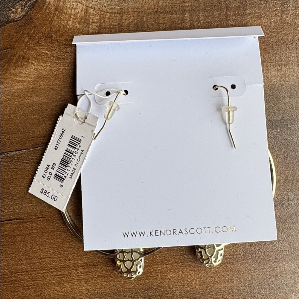 Kendra Scott Gold Hoop Earrings with White Accent - Picture 4 of 8